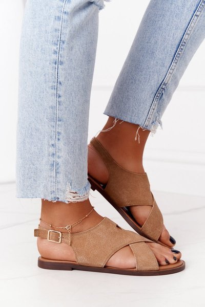 Suede Sandals Sergio Leone SK060 Beige