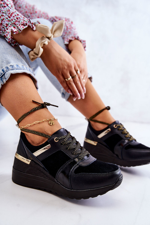 Women's Suede Sport Shoes On a Wedge Black Larson