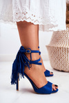 Women's Sandals On High Heel Blue Gladiators Carnival