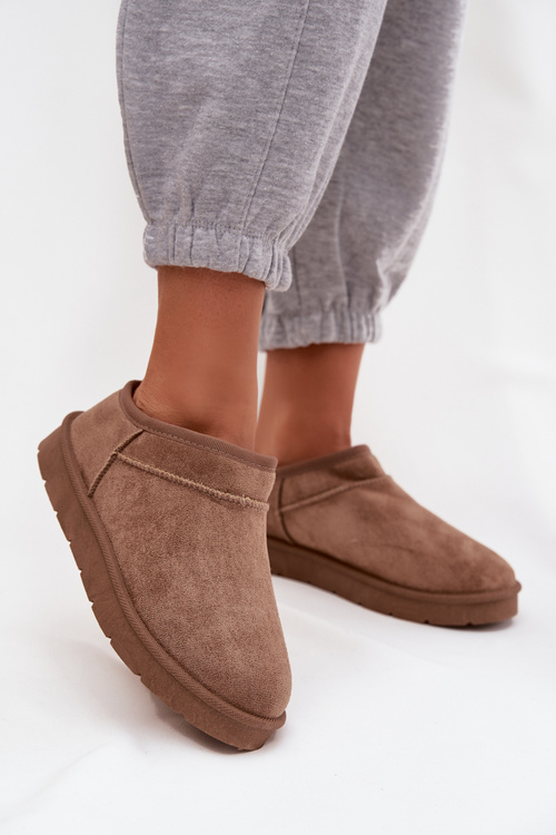 Damskie Śniegowce Ocieplane Futerkiem Brązowe Serenne