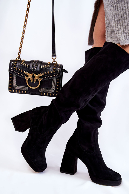 Women's Suede Over The Knee Boots Black Kessler