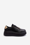 Women's Black Leather Platform Sneakers by Vinceza 66700