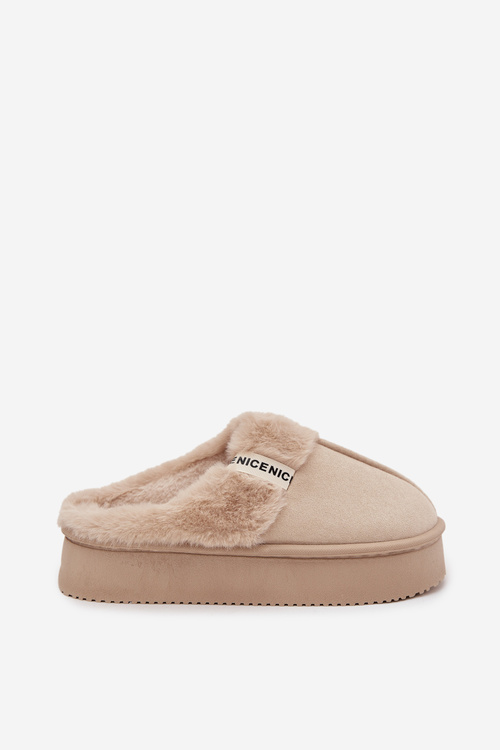 Women's slippers with fur light beige Parisse
