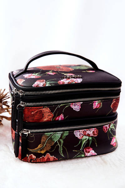 Large Cosmetic Case Flowers NOBO L0020-CM05 Brown