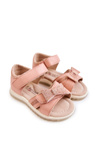 Children's Leather Sandals With Velcro Pink Lolly