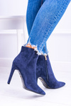 Navy Blue Suede Stiletto Boots Medea