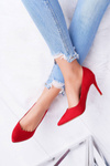 Women's Stilettos Suede Pointed Red Cream