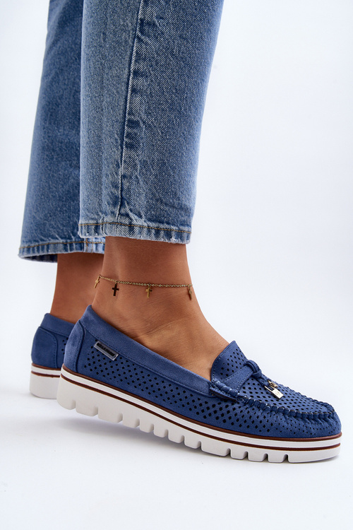 Women's Blue Cutout Moccasins Twista