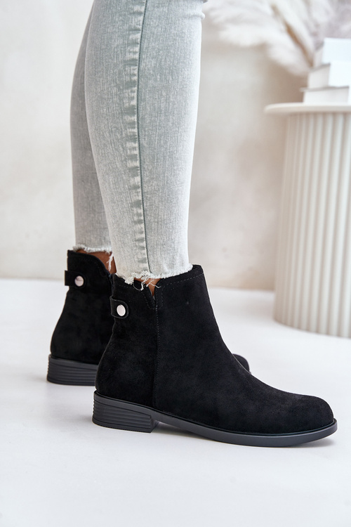 Insulated Low Chelsea Boots With Zipper Eco Suede Black Telluara