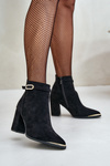 Warm Women's Ankle Boots with Pointed Toes on a Heel Black Laoreina