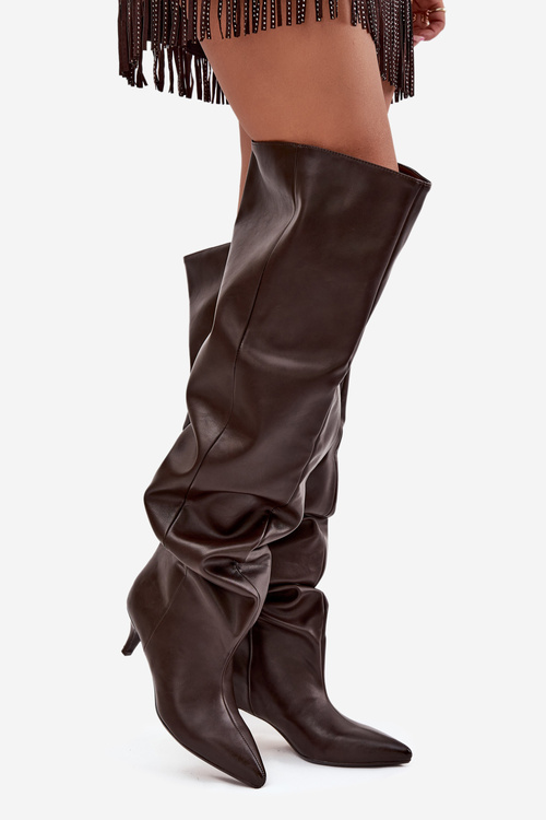 Slip-on Women's High Heel Boots Chocolate Ysolienne