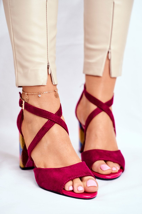 Sandały Damskie Na Słupku Sergio Leone Fuksja SK865