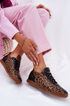 Women's Leather Sports Shoes With Leopard Print Laura 2935 Brown