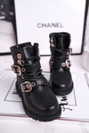 Children's Boots Warm With Fur Black Dolly