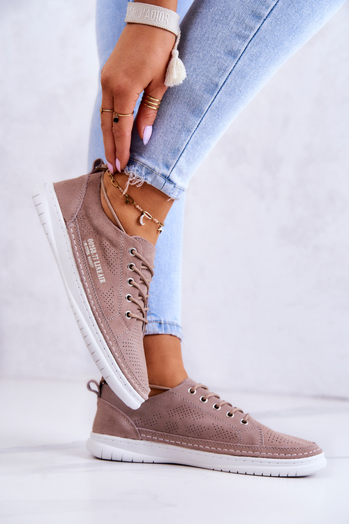Women's Suede Sneakers Brown Cloesa