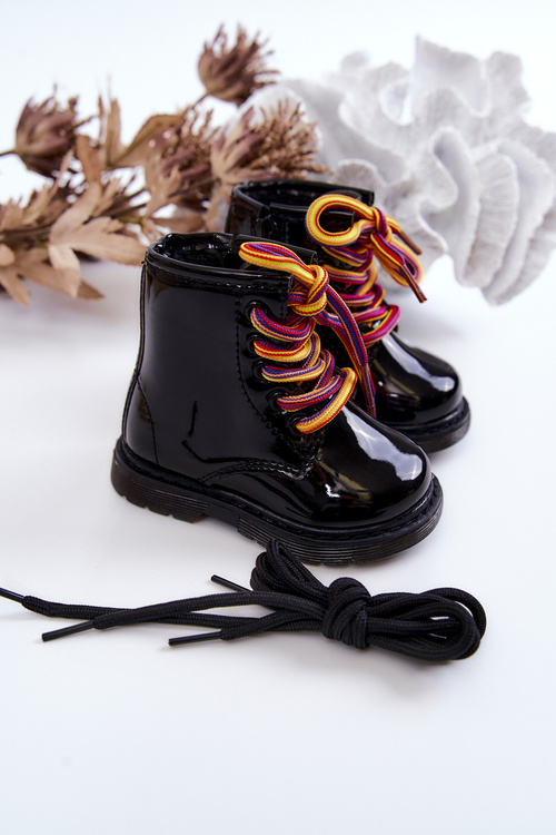 Children's Boots Laquered With Zipper Black Tibbie