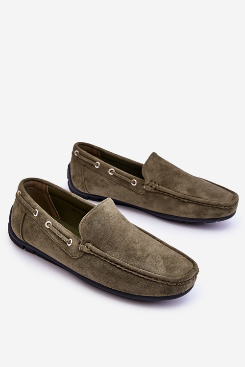 Mokasyny Męskie Zamsz Wsuwane Zielone Rayan SX201