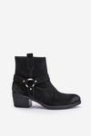 Suede insulated ankle boots with heels black Zazoo 60477