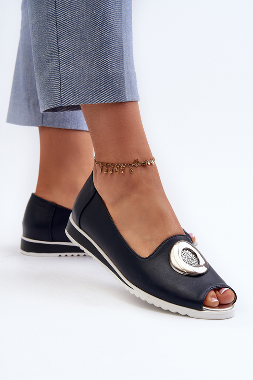 Women's Pumps with Eco Leather Decoration Navy Blue Biolita