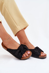 Women's Cork Sole Sandals With Bow Black Seressa