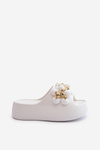Women's Foam Slides With Decorations On Thick Sole White Bremavia