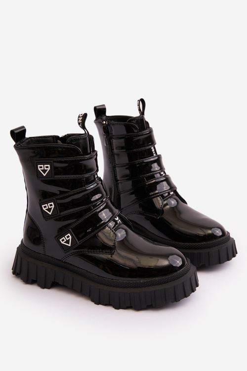 Girls' Lacquered Lined Boots Black Rilina