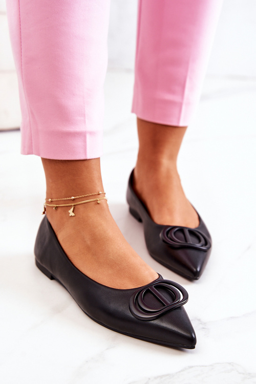 Leather Pointed Ballerinas Black Rachelle