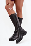 Leather Women's Boots Flat Heel Lined D&A JC52-837 Black