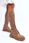 Flat Heeled Boots with Sock Dark Beige Itona