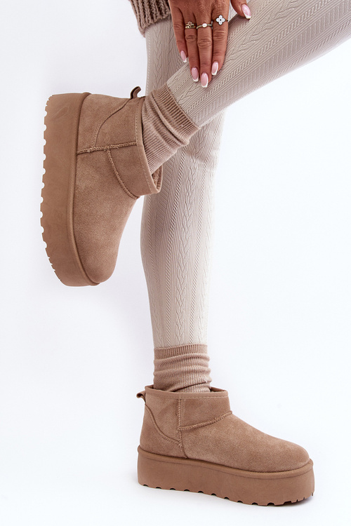 Women's Snow Boots On Platform Beige Mennja