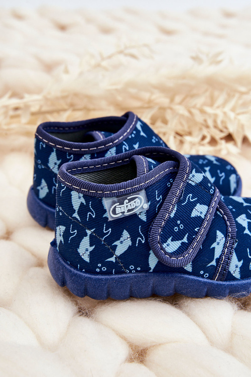Buty Papcie Dziecięce Rekiny Granatowe Befado 465P089
