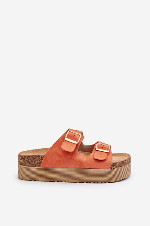 Women's Platform Sandals with Buckles Orange Lolpey