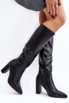 Women's Knee-High Boots with Stiletto Heel Black Fiminna