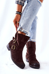 Suede Booties with Buckles Brown Renisse