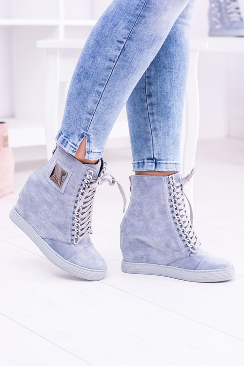 Women's Lu Boo Sneakers With Chains Suede Blue Monica