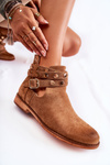 Women's boots with jets on a flat heel Brown Larino