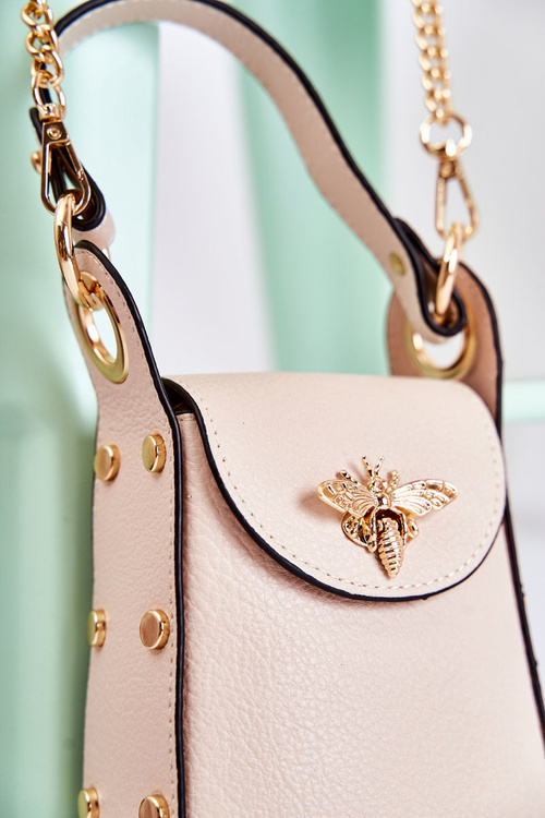 Torebka Mała Damska Ozdoba Beżowa Ellies