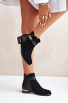 Warm Women's Boots on Flat Heel with Golden Detail Beige Ravasira