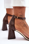 Leather Sandals On Triangle Heel Laura Messi 2595 Brown