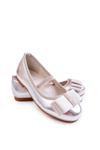 Leather Children's Ballerinas With A Decorative Bow Silver Claril