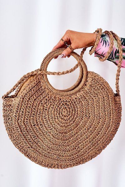 Braided Round Bag BRUNO ROSSI Camel