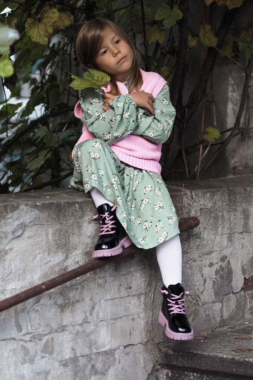 Lacquered Warm Boots Black and purple Heidi