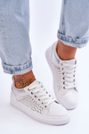 Classic Sports Shoes With Openwork Pattern White-Silver Happier
