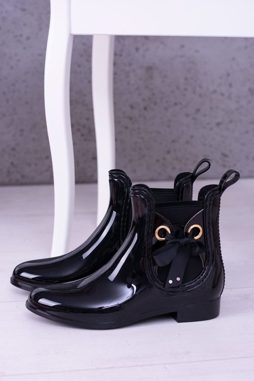 Black Lacquered Women's Kalosze Sztybletyty Someday