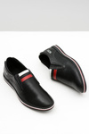 Men's Leather Slip-on Black Mello Hole Half Boots