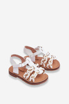 Children's Velcro Sandals With Stripes White Sammy