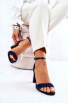 Leather Sandals On A Bar Black and Navy Lorene