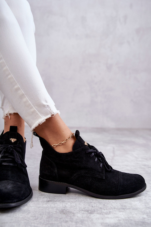 Suede Booties Laced Boots Nicole 2781 Black