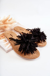 Women's Flip-flops With Fabric Ornament Black Eviana