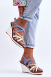 Wedge Sandals With Straps Blue Ellen